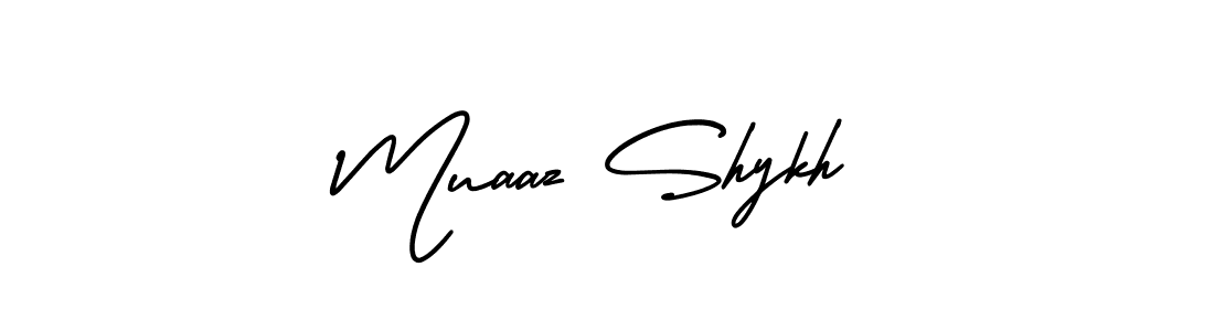 Make a beautiful signature design for name Muaaz Shykh. With this signature (AmerikaSignatureDemo-Regular) style, you can create a handwritten signature for free. Muaaz Shykh signature style 3 images and pictures png