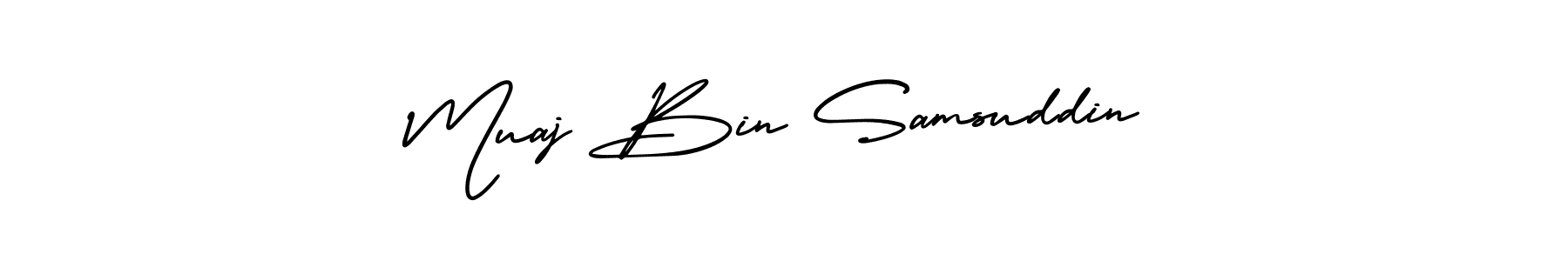 Also You can easily find your signature by using the search form. We will create Muaj Bin Samsuddin name handwritten signature images for you free of cost using AmerikaSignatureDemo-Regular sign style. Muaj Bin Samsuddin signature style 3 images and pictures png