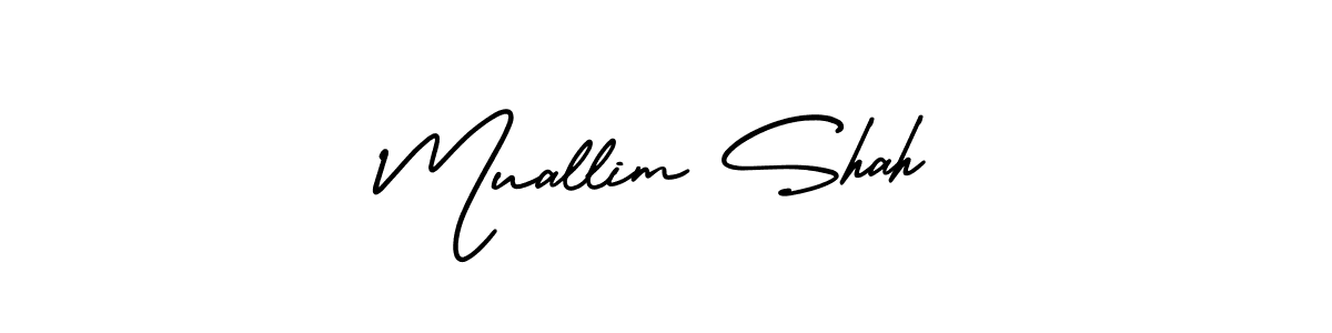 if you are searching for the best signature style for your name Muallim Shah. so please give up your signature search. here we have designed multiple signature styles  using AmerikaSignatureDemo-Regular. Muallim Shah signature style 3 images and pictures png
