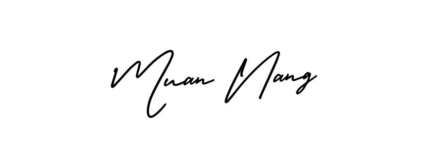 How to Draw Muan Nang signature style? AmerikaSignatureDemo-Regular is a latest design signature styles for name Muan Nang. Muan Nang signature style 3 images and pictures png