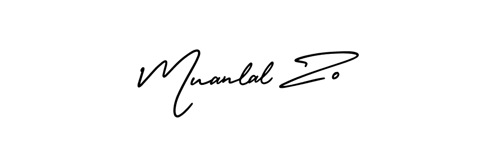 The best way (AmerikaSignatureDemo-Regular) to make a short signature is to pick only two or three words in your name. The name Muanlal Zo include a total of six letters. For converting this name. Muanlal Zo signature style 3 images and pictures png