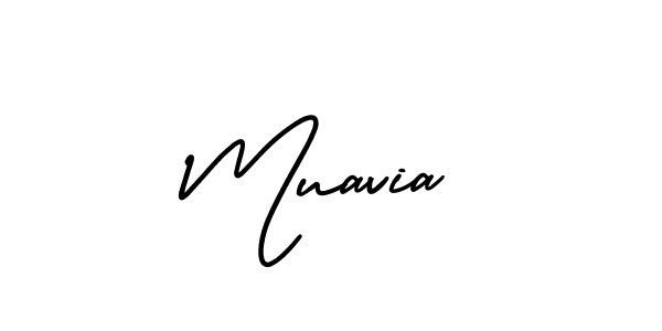 Muavia stylish signature style. Best Handwritten Sign (AmerikaSignatureDemo-Regular) for my name. Handwritten Signature Collection Ideas for my name Muavia. Muavia signature style 3 images and pictures png