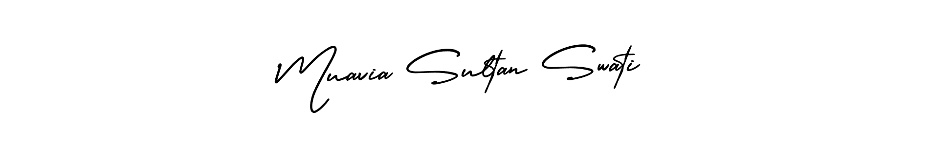 Muavia Sultan Swati stylish signature style. Best Handwritten Sign (AmerikaSignatureDemo-Regular) for my name. Handwritten Signature Collection Ideas for my name Muavia Sultan Swati. Muavia Sultan Swati signature style 3 images and pictures png