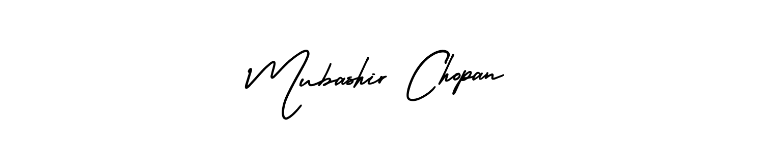 You should practise on your own different ways (AmerikaSignatureDemo-Regular) to write your name (Mubashir Chopan) in signature. don't let someone else do it for you. Mubashir Chopan signature style 3 images and pictures png
