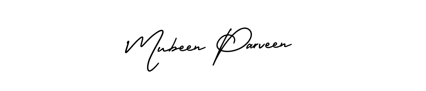 How to Draw Mubeen Parveen signature style? AmerikaSignatureDemo-Regular is a latest design signature styles for name Mubeen Parveen. Mubeen Parveen signature style 3 images and pictures png