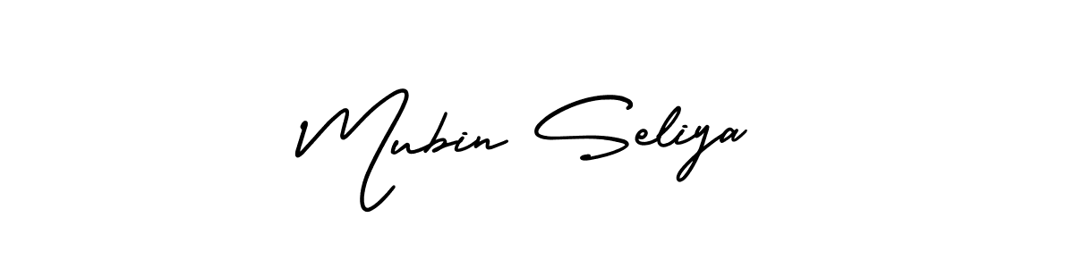 How to make Mubin Seliya name signature. Use AmerikaSignatureDemo-Regular style for creating short signs online. This is the latest handwritten sign. Mubin Seliya signature style 3 images and pictures png