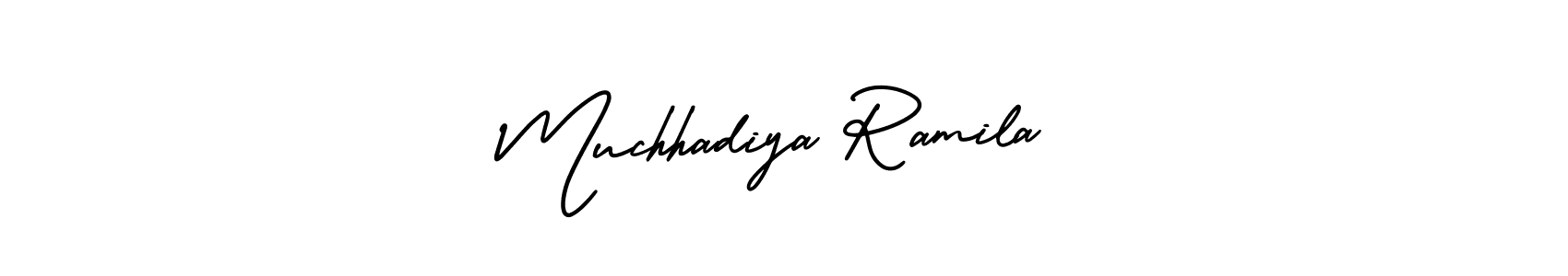 Design your own signature with our free online signature maker. With this signature software, you can create a handwritten (AmerikaSignatureDemo-Regular) signature for name Muchhadiya Ramila. Muchhadiya Ramila signature style 3 images and pictures png