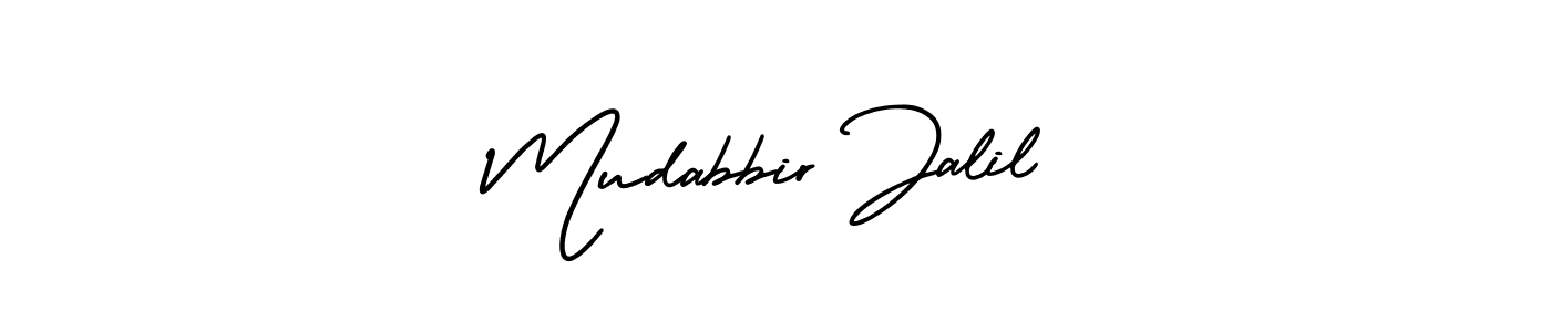 Make a beautiful signature design for name Mudabbir Jalil. With this signature (AmerikaSignatureDemo-Regular) style, you can create a handwritten signature for free. Mudabbir Jalil signature style 3 images and pictures png