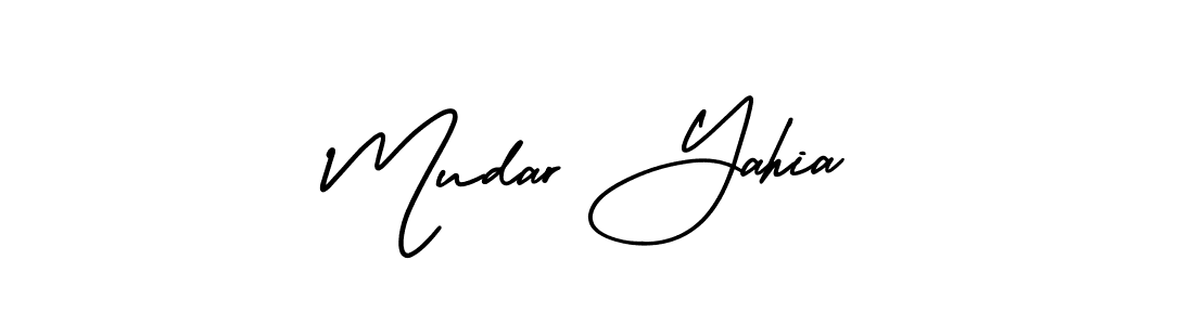 This is the best signature style for the Mudar Yahia name. Also you like these signature font (AmerikaSignatureDemo-Regular). Mix name signature. Mudar Yahia signature style 3 images and pictures png