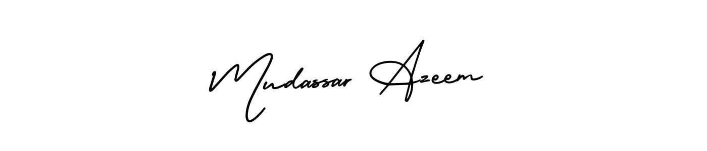 This is the best signature style for the Mudassar Azeem name. Also you like these signature font (AmerikaSignatureDemo-Regular). Mix name signature. Mudassar Azeem signature style 3 images and pictures png