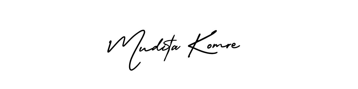 The best way (AmerikaSignatureDemo-Regular) to make a short signature is to pick only two or three words in your name. The name Mudita Komre include a total of six letters. For converting this name. Mudita Komre signature style 3 images and pictures png