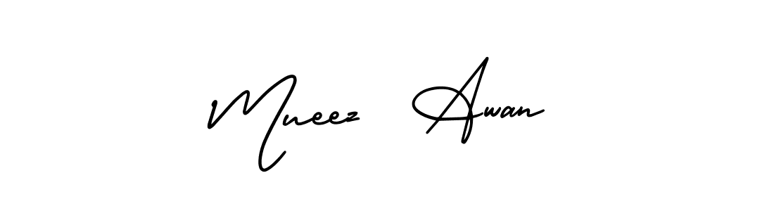 How to Draw Mueez  Awan signature style? AmerikaSignatureDemo-Regular is a latest design signature styles for name Mueez  Awan. Mueez  Awan signature style 3 images and pictures png