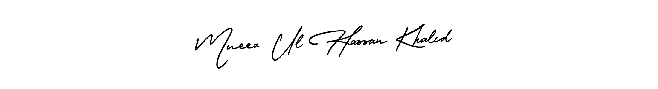 Use a signature maker to create a handwritten signature online. With this signature software, you can design (AmerikaSignatureDemo-Regular) your own signature for name Mueez Ul Hassan Khalid. Mueez Ul Hassan Khalid signature style 3 images and pictures png