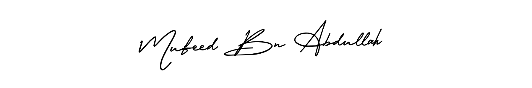 if you are searching for the best signature style for your name Mufeed Bn Abdullah. so please give up your signature search. here we have designed multiple signature styles  using AmerikaSignatureDemo-Regular. Mufeed Bn Abdullah signature style 3 images and pictures png