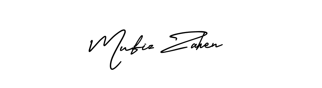 The best way (AmerikaSignatureDemo-Regular) to make a short signature is to pick only two or three words in your name. The name Mufiz Zahen include a total of six letters. For converting this name. Mufiz Zahen signature style 3 images and pictures png