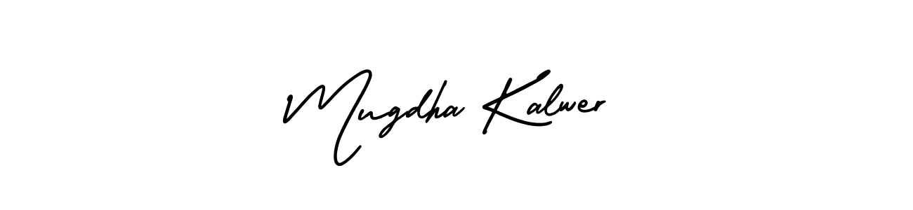 You should practise on your own different ways (AmerikaSignatureDemo-Regular) to write your name (Mugdha Kalwer) in signature. don't let someone else do it for you. Mugdha Kalwer signature style 3 images and pictures png