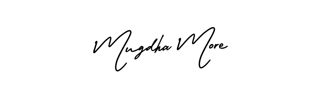 You should practise on your own different ways (AmerikaSignatureDemo-Regular) to write your name (Mugdha More) in signature. don't let someone else do it for you. Mugdha More signature style 3 images and pictures png