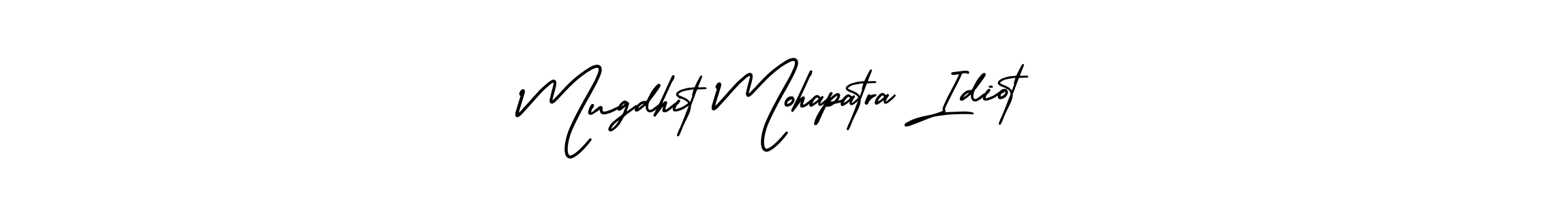 The best way (AmerikaSignatureDemo-Regular) to make a short signature is to pick only two or three words in your name. The name Mugdhit Mohapatra Idiot include a total of six letters. For converting this name. Mugdhit Mohapatra Idiot signature style 3 images and pictures png