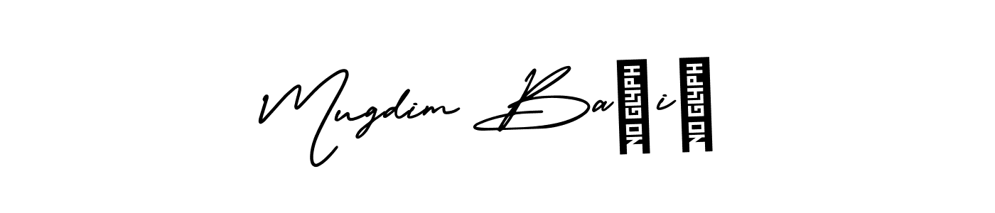 You should practise on your own different ways (AmerikaSignatureDemo-Regular) to write your name (Mugdim Bašić) in signature. don't let someone else do it for you. Mugdim Bašić signature style 3 images and pictures png