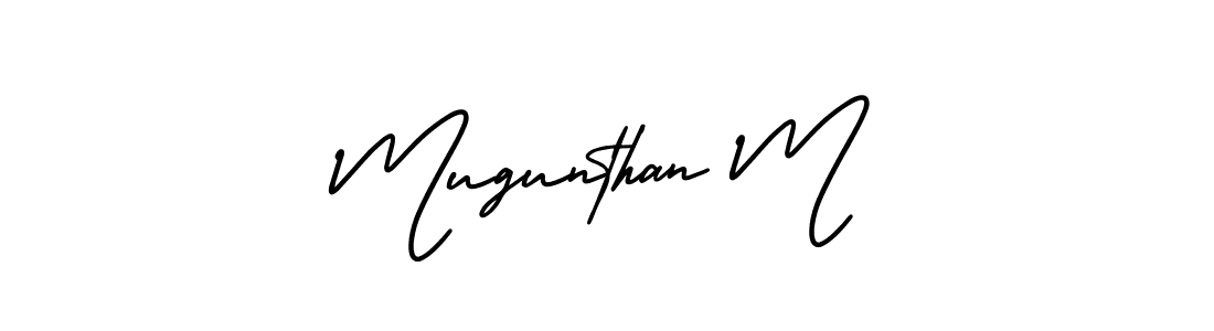 Mugunthan M stylish signature style. Best Handwritten Sign (AmerikaSignatureDemo-Regular) for my name. Handwritten Signature Collection Ideas for my name Mugunthan M. Mugunthan M signature style 3 images and pictures png
