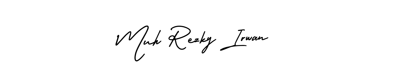 This is the best signature style for the Muh Rezky Irwan name. Also you like these signature font (AmerikaSignatureDemo-Regular). Mix name signature. Muh Rezky Irwan signature style 3 images and pictures png