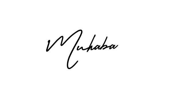 You should practise on your own different ways (AmerikaSignatureDemo-Regular) to write your name (Muhaba) in signature. don't let someone else do it for you. Muhaba signature style 3 images and pictures png