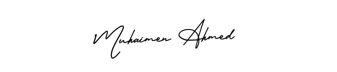 AmerikaSignatureDemo-Regular is a professional signature style that is perfect for those who want to add a touch of class to their signature. It is also a great choice for those who want to make their signature more unique. Get Muhaimen Ahmed name to fancy signature for free. Muhaimen Ahmed signature style 3 images and pictures png