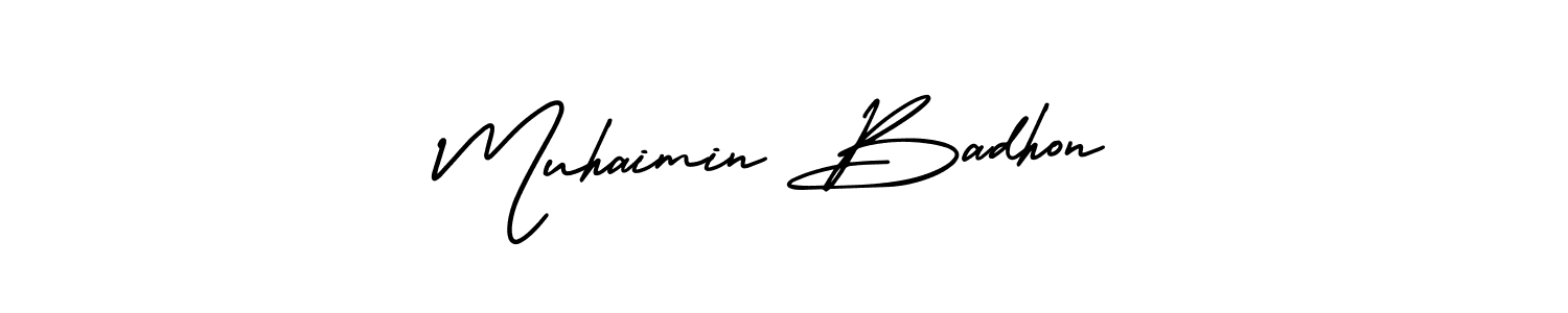 How to Draw Muhaimin Badhon signature style? AmerikaSignatureDemo-Regular is a latest design signature styles for name Muhaimin Badhon. Muhaimin Badhon signature style 3 images and pictures png