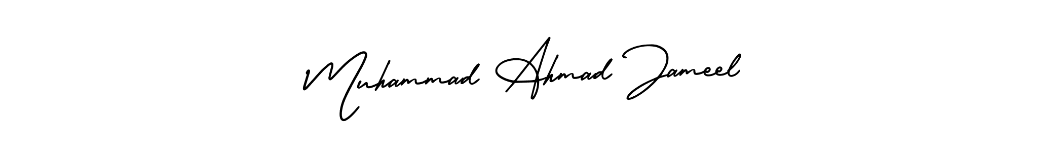 The best way (AmerikaSignatureDemo-Regular) to make a short signature is to pick only two or three words in your name. The name Muhammad Ahmad Jameel include a total of six letters. For converting this name. Muhammad Ahmad Jameel signature style 3 images and pictures png