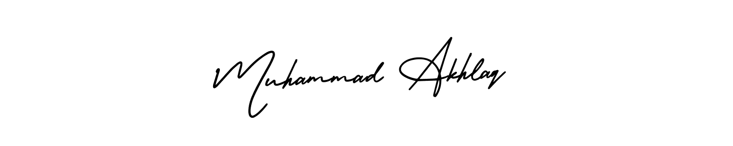 You should practise on your own different ways (AmerikaSignatureDemo-Regular) to write your name (Muhammad Akhlaq) in signature. don't let someone else do it for you. Muhammad Akhlaq signature style 3 images and pictures png