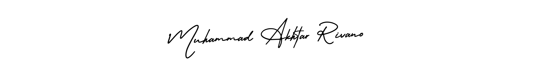 You should practise on your own different ways (AmerikaSignatureDemo-Regular) to write your name (Muhammad Akhtar Rivano) in signature. don't let someone else do it for you. Muhammad Akhtar Rivano signature style 3 images and pictures png