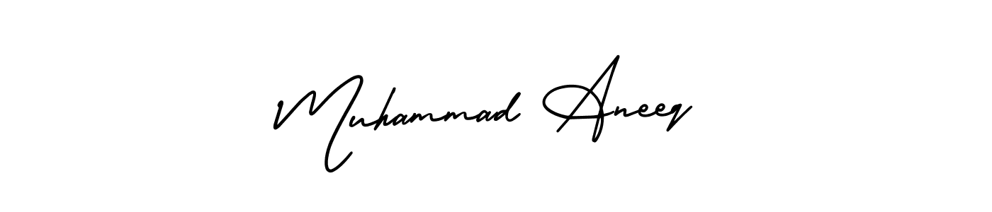 This is the best signature style for the Muhammad Aneeq name. Also you like these signature font (AmerikaSignatureDemo-Regular). Mix name signature. Muhammad Aneeq signature style 3 images and pictures png