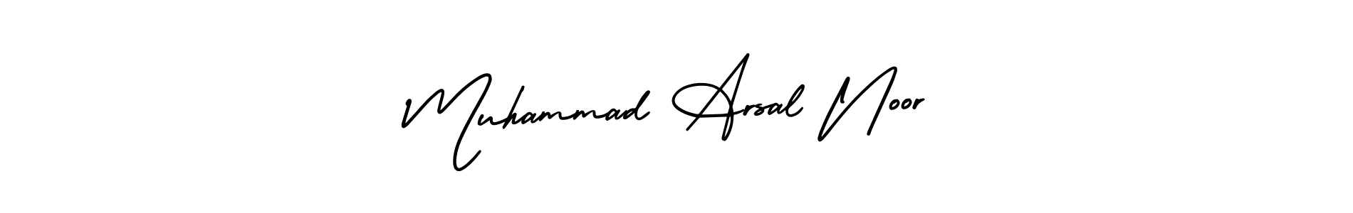 The best way (AmerikaSignatureDemo-Regular) to make a short signature is to pick only two or three words in your name. The name Muhammad Arsal Noor include a total of six letters. For converting this name. Muhammad Arsal Noor signature style 3 images and pictures png