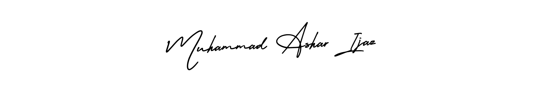 It looks lik you need a new signature style for name Muhammad Ashar Ijaz. Design unique handwritten (AmerikaSignatureDemo-Regular) signature with our free signature maker in just a few clicks. Muhammad Ashar Ijaz signature style 3 images and pictures png