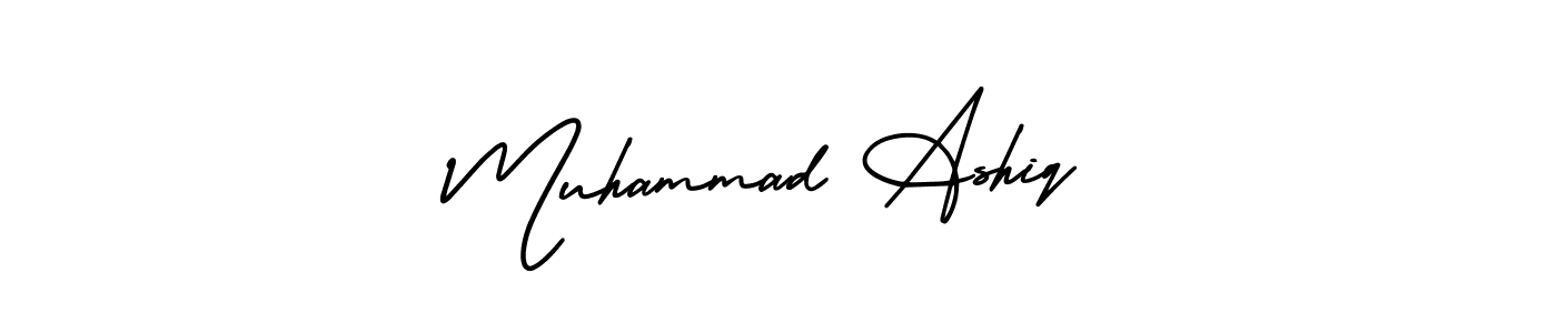 How to make Muhammad Ashiq name signature. Use AmerikaSignatureDemo-Regular style for creating short signs online. This is the latest handwritten sign. Muhammad Ashiq signature style 3 images and pictures png