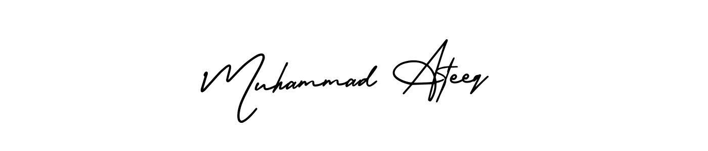 This is the best signature style for the Muhammad Ateeq name. Also you like these signature font (AmerikaSignatureDemo-Regular). Mix name signature. Muhammad Ateeq signature style 3 images and pictures png