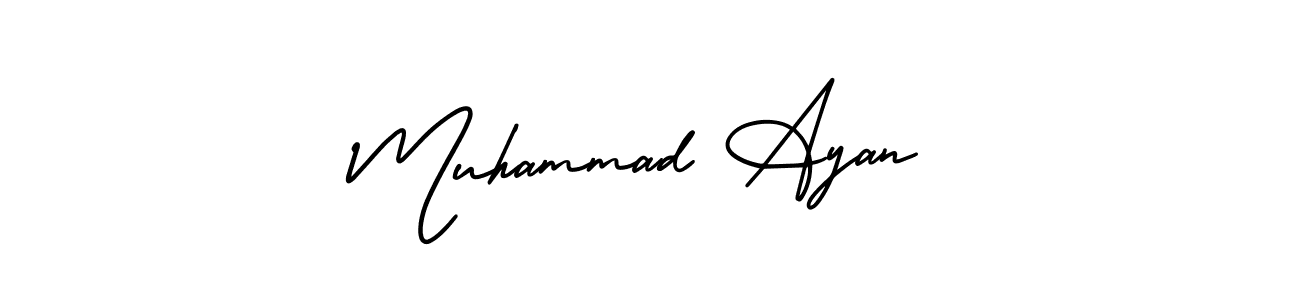 You should practise on your own different ways (AmerikaSignatureDemo-Regular) to write your name (Muhammad Ayan) in signature. don't let someone else do it for you. Muhammad Ayan signature style 3 images and pictures png