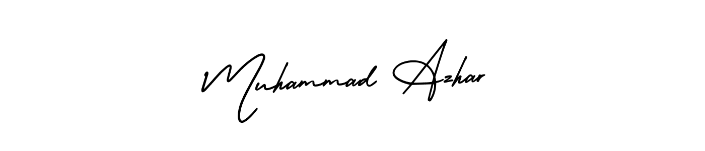This is the best signature style for the Muhammad Azhar name. Also you like these signature font (AmerikaSignatureDemo-Regular). Mix name signature. Muhammad Azhar signature style 3 images and pictures png