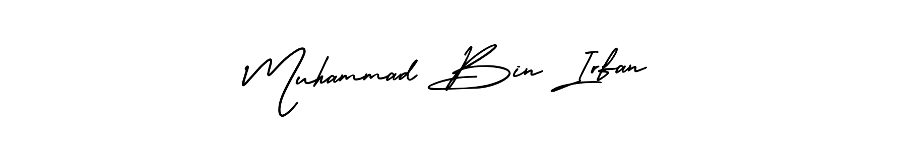 The best way (AmerikaSignatureDemo-Regular) to make a short signature is to pick only two or three words in your name. The name Muhammad Bin Irfan include a total of six letters. For converting this name. Muhammad Bin Irfan signature style 3 images and pictures png