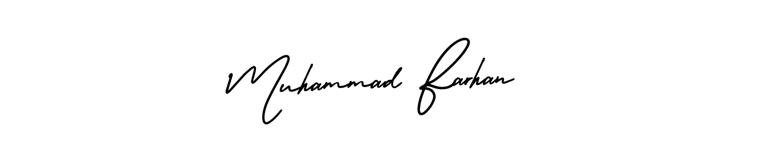 The best way (AmerikaSignatureDemo-Regular) to make a short signature is to pick only two or three words in your name. The name Muhammad Farhan include a total of six letters. For converting this name. Muhammad Farhan signature style 3 images and pictures png