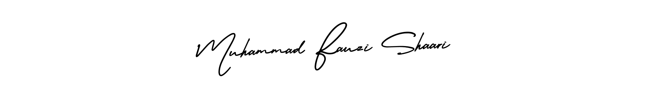 The best way (AmerikaSignatureDemo-Regular) to make a short signature is to pick only two or three words in your name. The name Muhammad Fauzi Shaari include a total of six letters. For converting this name. Muhammad Fauzi Shaari signature style 3 images and pictures png