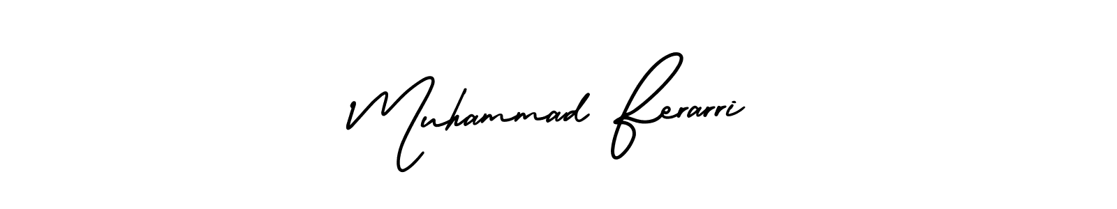 The best way (AmerikaSignatureDemo-Regular) to make a short signature is to pick only two or three words in your name. The name Muhammad Ferarri include a total of six letters. For converting this name. Muhammad Ferarri signature style 3 images and pictures png