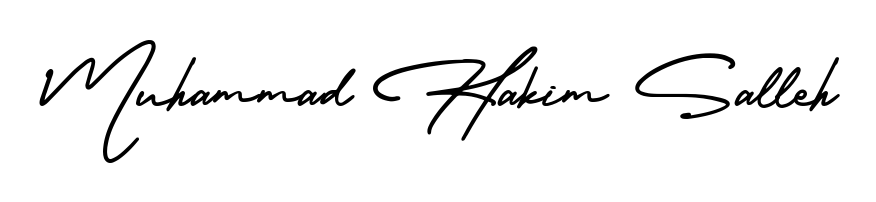 The AmerikaSignatureDemo-Regular signature style provides a bold statement for name Muhammad Hakim Salleh. Designed for business owners, executives, and leaders. Muhammad Hakim Salleh signature style 3 images and pictures png