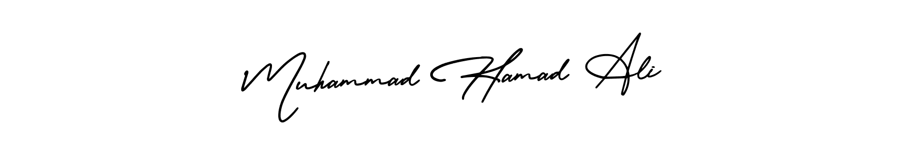 AmerikaSignatureDemo-Regular is a professional signature style that is perfect for those who want to add a touch of class to their signature. It is also a great choice for those who want to make their signature more unique. Get Muhammad Hamad Ali name to fancy signature for free. Muhammad Hamad Ali signature style 3 images and pictures png