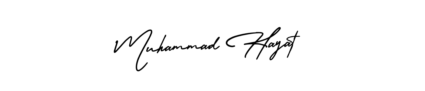 How to Draw Muhammad Hayat signature style? AmerikaSignatureDemo-Regular is a latest design signature styles for name Muhammad Hayat. Muhammad Hayat signature style 3 images and pictures png