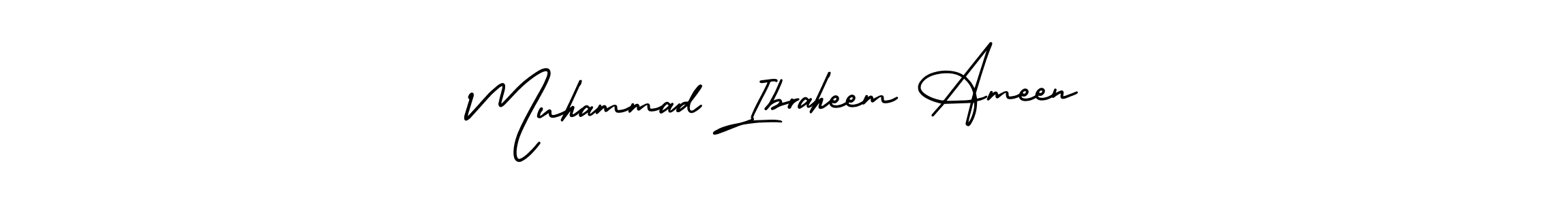 This is the best signature style for the Muhammad Ibraheem Ameen name. Also you like these signature font (AmerikaSignatureDemo-Regular). Mix name signature. Muhammad Ibraheem Ameen signature style 3 images and pictures png