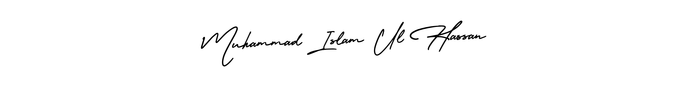 Muhammad Islam Ul Hassan stylish signature style. Best Handwritten Sign (AmerikaSignatureDemo-Regular) for my name. Handwritten Signature Collection Ideas for my name Muhammad Islam Ul Hassan. Muhammad Islam Ul Hassan signature style 3 images and pictures png