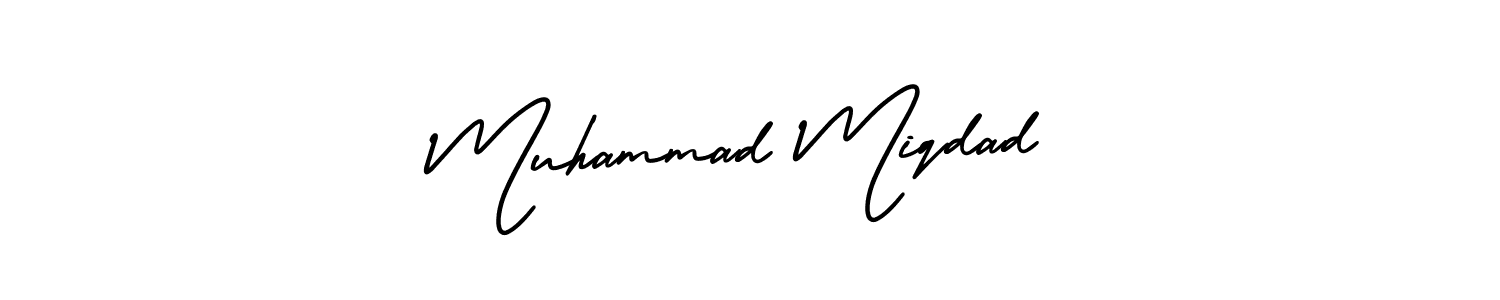 How to Draw Muhammad Miqdad signature style? AmerikaSignatureDemo-Regular is a latest design signature styles for name Muhammad Miqdad. Muhammad Miqdad signature style 3 images and pictures png