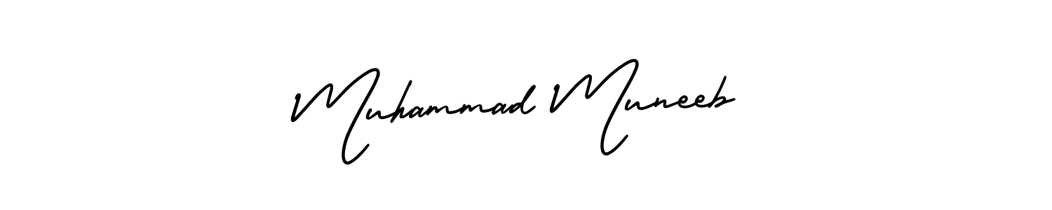 Use a signature maker to create a handwritten signature online. With this signature software, you can design (AmerikaSignatureDemo-Regular) your own signature for name Muhammad Muneeb. Muhammad Muneeb signature style 3 images and pictures png