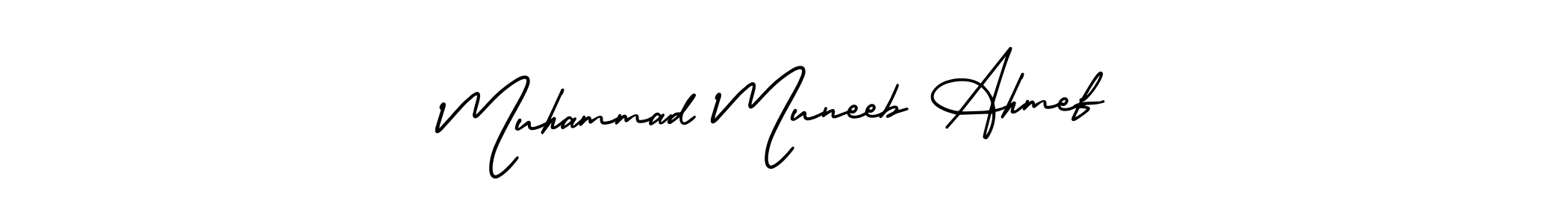 It looks lik you need a new signature style for name Muhammad Muneeb Ahmef. Design unique handwritten (AmerikaSignatureDemo-Regular) signature with our free signature maker in just a few clicks. Muhammad Muneeb Ahmef signature style 3 images and pictures png